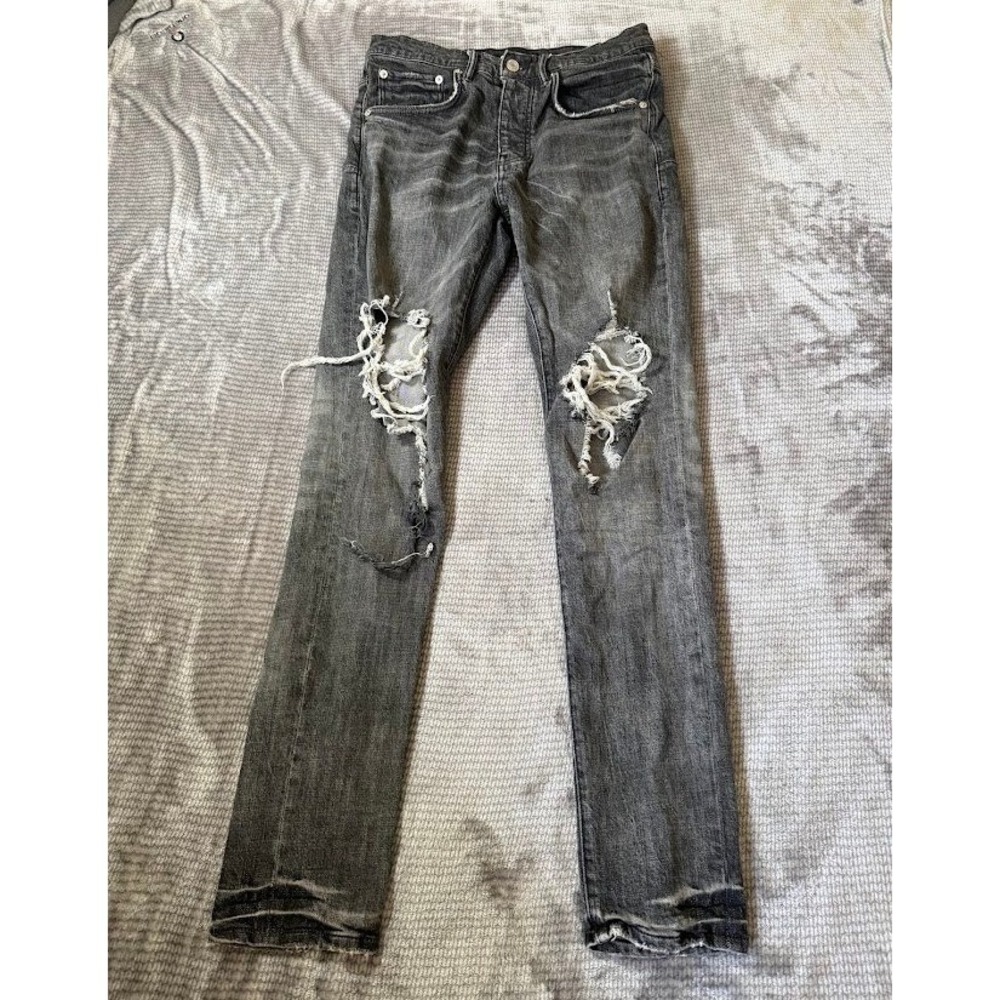 Purple Brand P002 Slim Fit Distressed Jeans Faded Black Men Size 30X31.